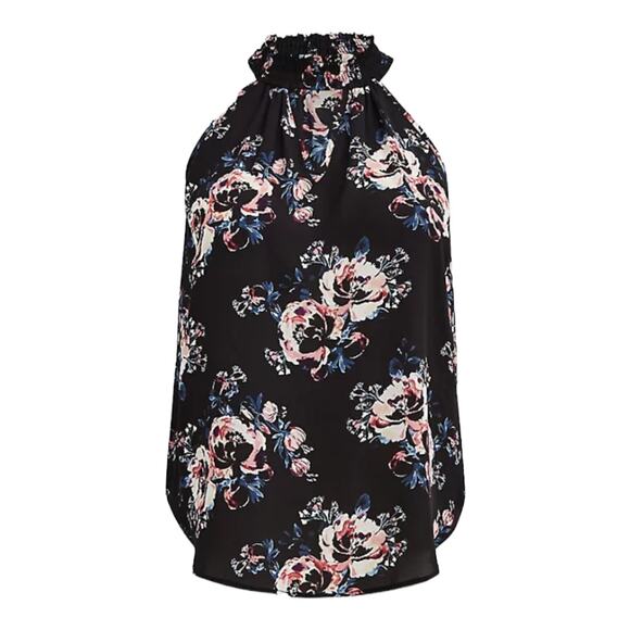 Torrid NWT Keyhole Halter - Georgette Floral Black Size 3X High Neck Sleeveless - Picture 6 of 9